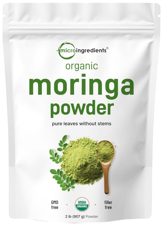 Micro Ingredients Organic Moringa Leaf Powder bottle ready for daily smoothies and tea.