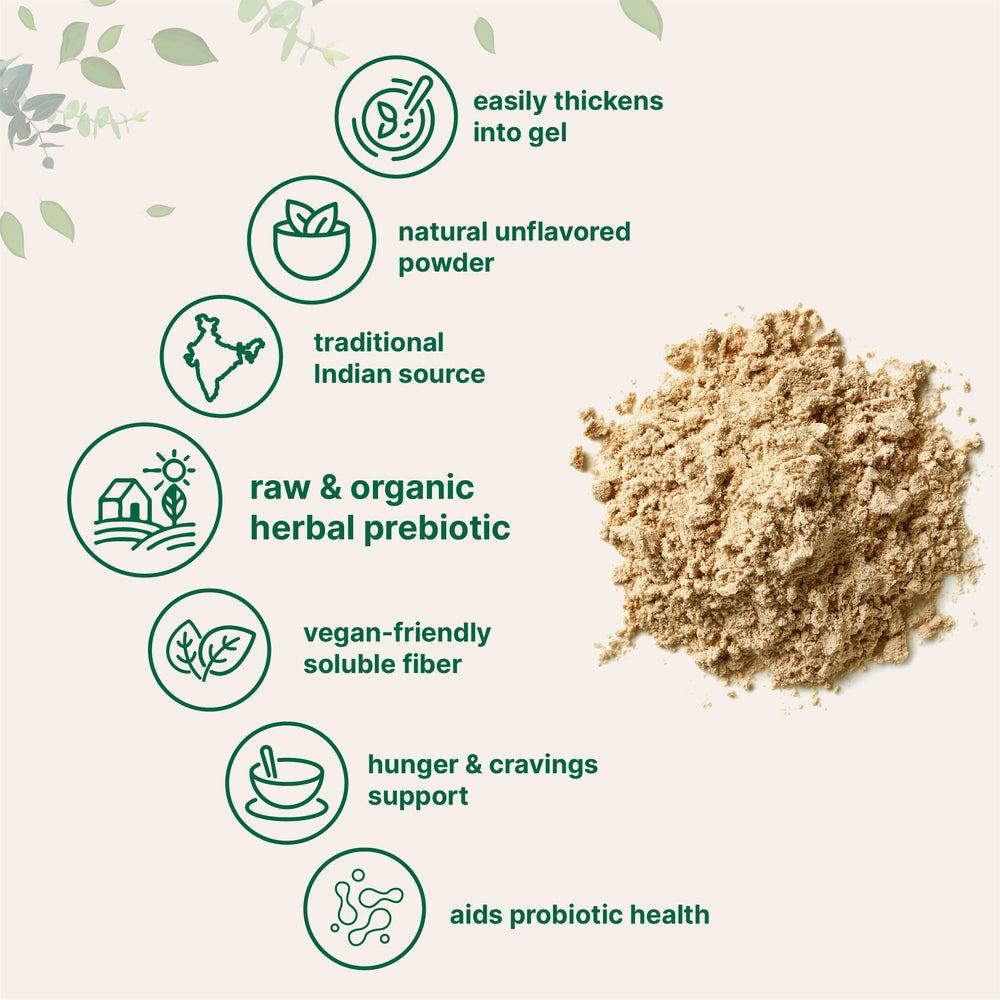 Micro Ingredients psyllium husk powder pour shows gel-forming fiber when mixed with liquid