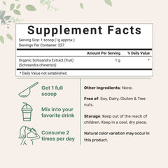 Micro Ingredients Schisandra powder with scoop highlights convenient daily dosing