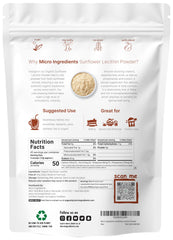 Micro Ingredients Sunflower Lecithin Powder bottle and scoop supports smooth shakes