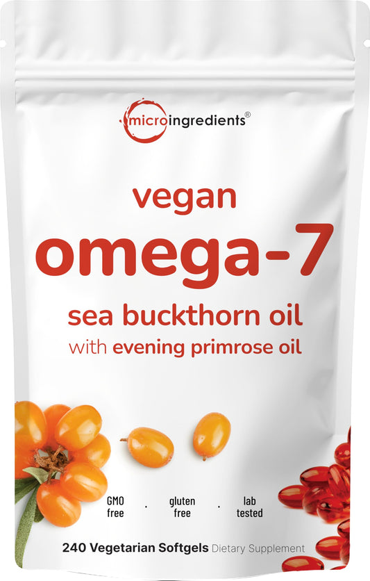 Micro Ingredients vegan omega-7 sea buckthorn oil bottle for daily plant-based intake