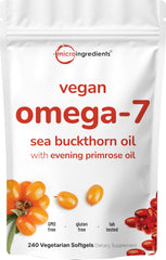 Micro Ingredients vegan omega-7 sea buckthorn oil bottle for daily plant-based intake