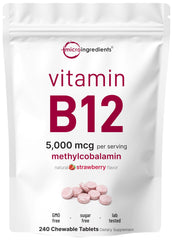 Micro Ingredients Vitamin B12 chews 5000 mcg for fast absorption.