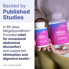 MegaSporeBiotic capsule with DNA-verified Bacillus strains.