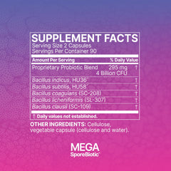 Family-friendly MegaSporeBiotic bottle suitable for adults and teens.