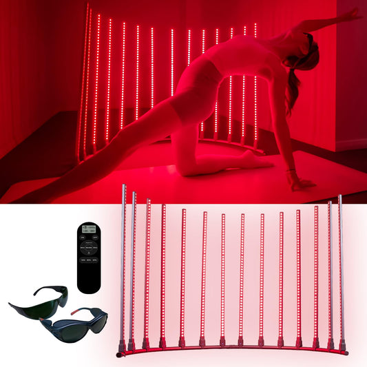 MicroENE red light lamp with full-body coverage for convenient recovery sessions at home