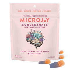 Microjoy Concentrate Gummies lemon bottle promotes quick focus with a tasty lemon taste