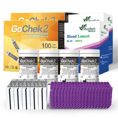 MicroTech blood glucose strips closeup highlighting precise home testing