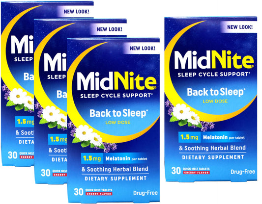 MidNite Sleep Cycle Support bottle front view showing an easy, drug-free sleep aid.