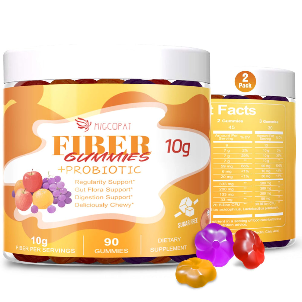 Migcopat 10G Fiber Gummies two-bottle set for easy daily fiber intake.