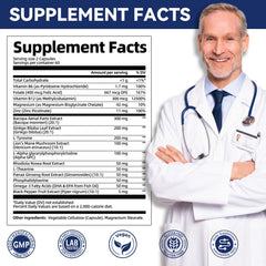 Migcopat 2-pack capsules close-up highlighting Bacopa and Lion's Mane