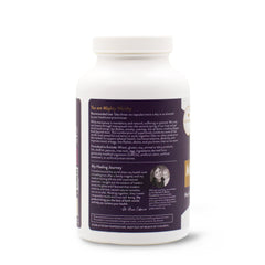 Mighty Maca capsules close-up highlighting adaptogens for mood and energy.