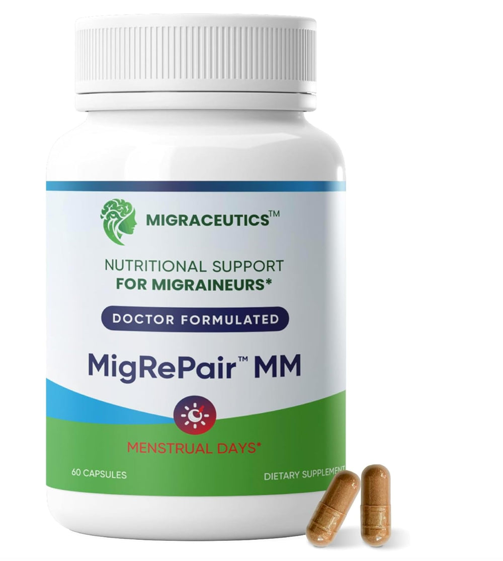 Migraceutics MigRePair MM bottle front view for hormonal migraine support