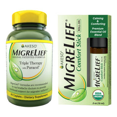 MigreLief Original bottle front, daily supplement for neurological support.