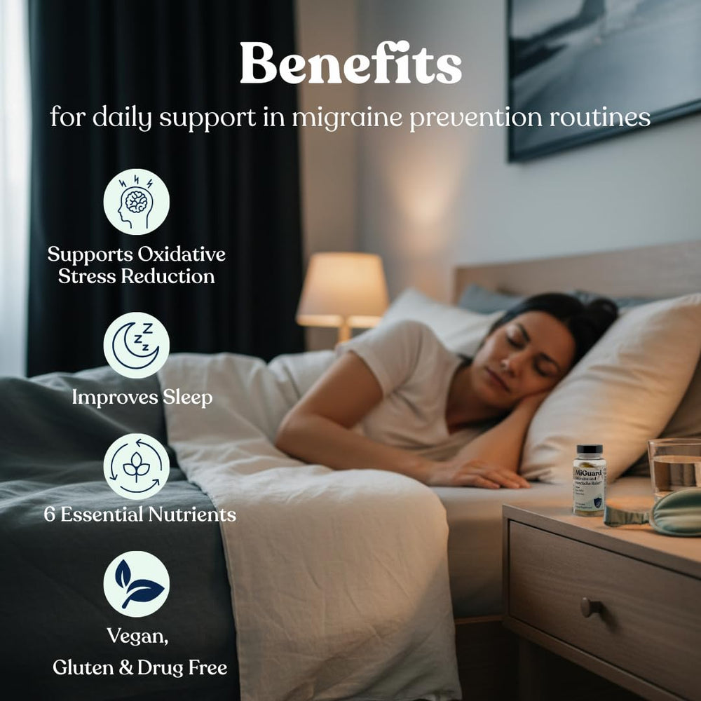 MIGUARD label highlights ingredients for energy and sleep support.