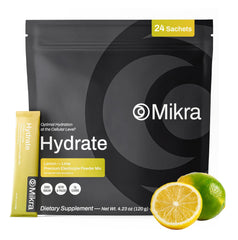 Mikra Hydrate Lemon Lime packet front view for daily hydration
