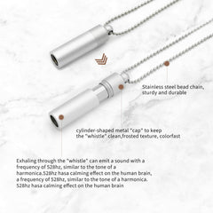 MIKUHOT 528Hz necklace silver frost close-up showing durable stainless steel finish.