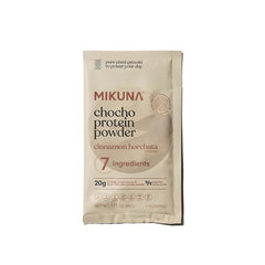 Close-up of Mikuna Chocho protein powder showcasing texture and color.
