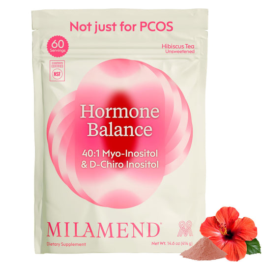 milamend Hormone Balance bottle label close-up for daily support and trust