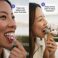 Milky lactase pills dining out use; supports lactose digestion.