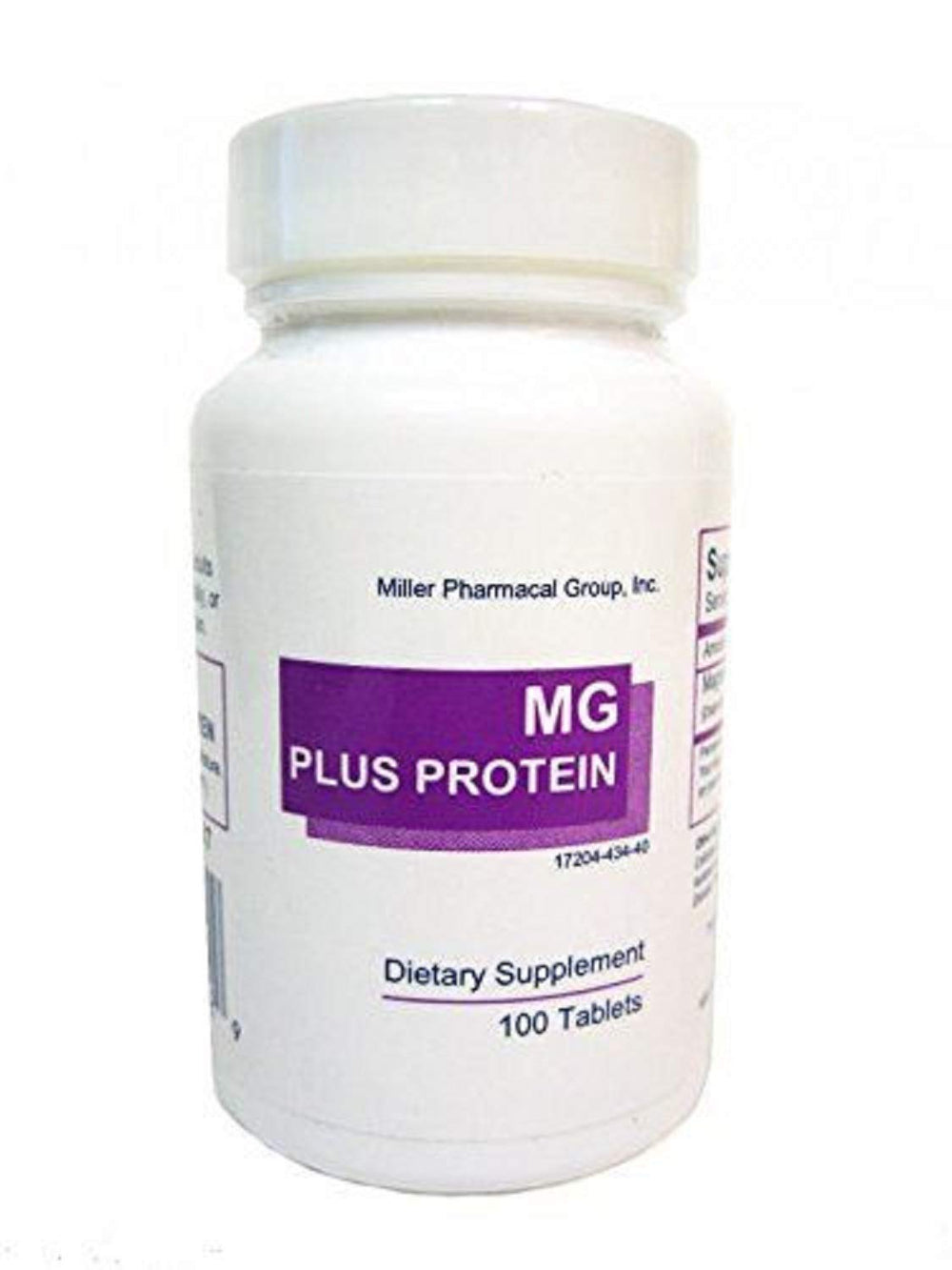 Miller Mg Plus Protein bottle packaging shown, highlighting compact design for easy storage and travel.