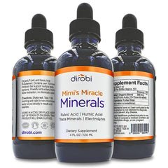 Mimi's Miracle Minerals fulvic humic mineral blend bottle for daily mineral support.
