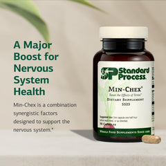 Min-Chex capsules arranged in a row imply easy daily supplementation.