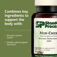Standard Process Min-Chex packaging showcases non-dairy formulation for dietary flexibility.