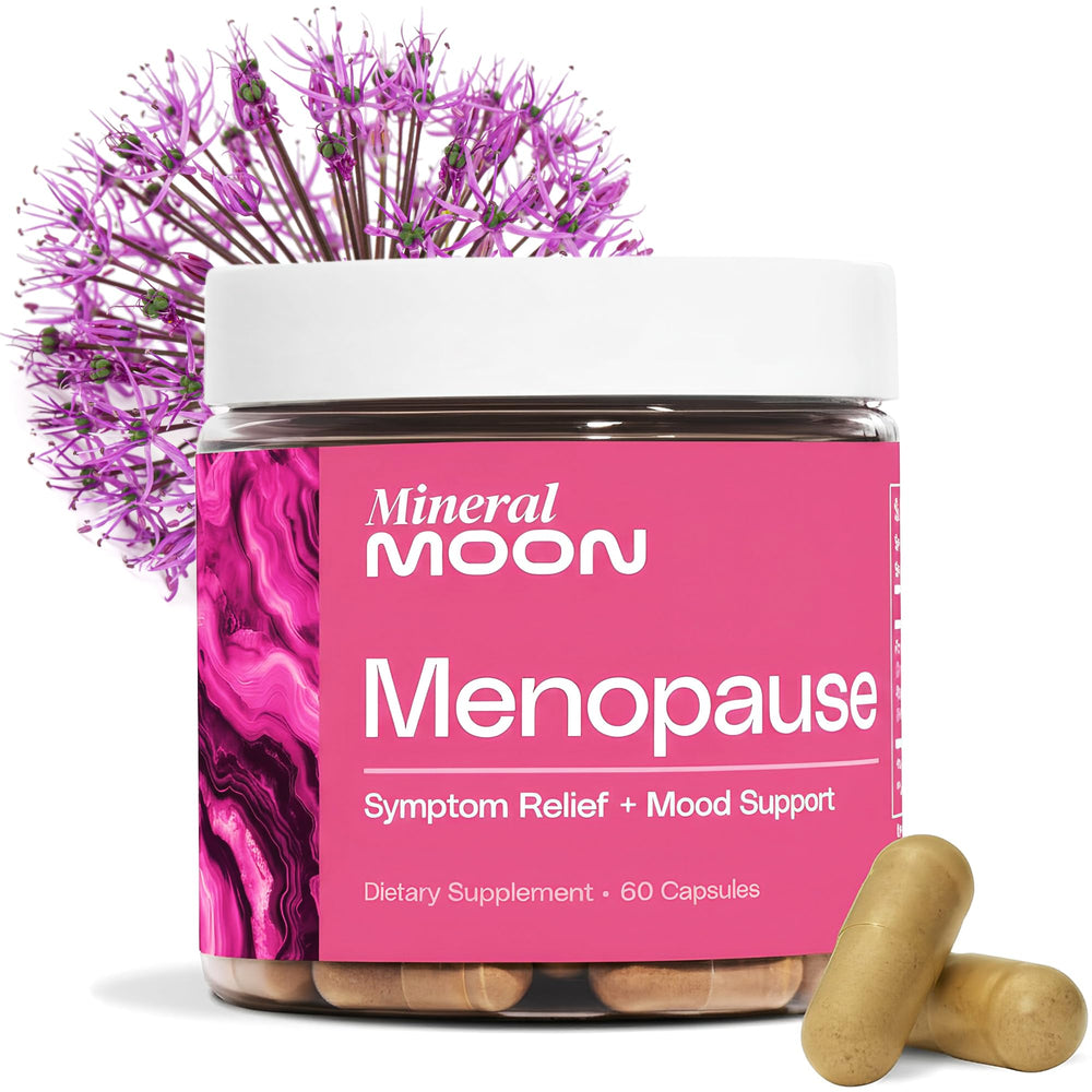 Mineral Moon Premium Menopause bottle displayed for daily hormone-free support routine.