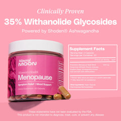 Mineral Moon menopause packaging box highlighting science-backed formula.