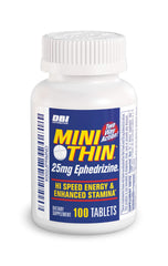 Mini Thin energy tablets bottle showing two-way formula for on-demand power.