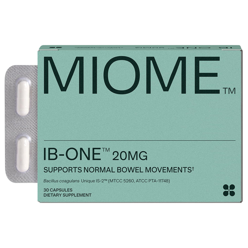 MIOME IB-ONE Probiotic bottle front showing a science-backed daily bowel support option