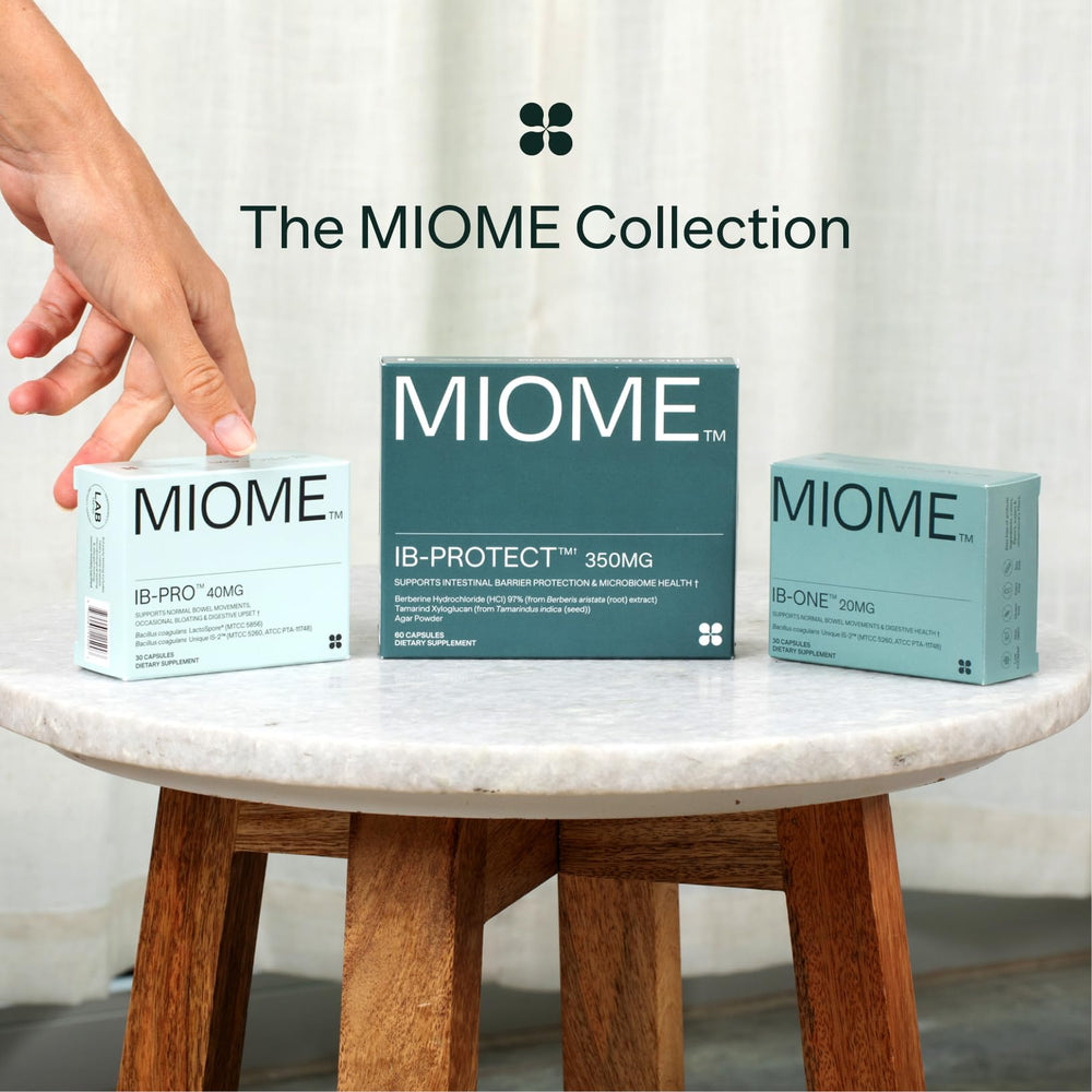 MIOME IB-ONE Probiotic packaging box on a shelf