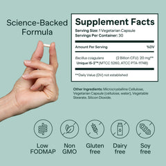 MIOME IB-ONE Probiotic capsules closeup featuring 2 billion CFU potency