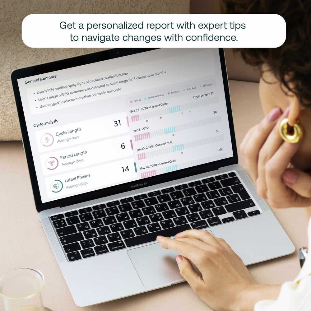 Mira App on screen displaying real-time hormone trends