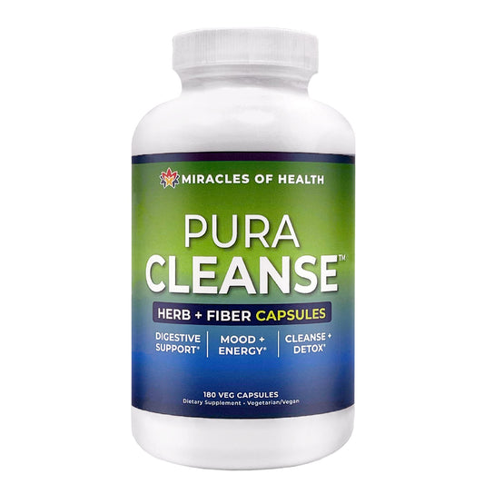Miracles of Health Pura Cleanse bottle-front view for daily detox support