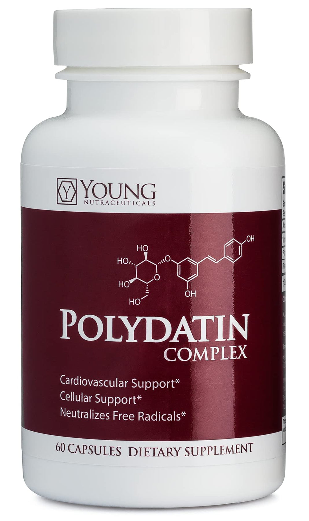 Mirica YoungNutra Polydatin bottle close-up highlighting premium formulation