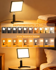 MirthSip 10000 lux full-spectrum panel delivering even illumination for tasks.