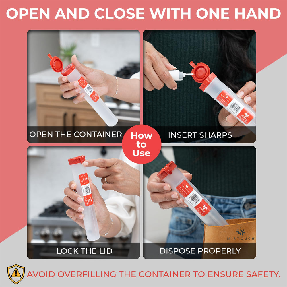 MirTouch auto-pens compatible travel sharps container designed for pens and needles.