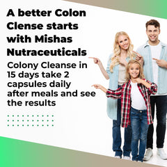 Mishas Colon Cleanse capsules on a clean surface illustrating easy daily use.