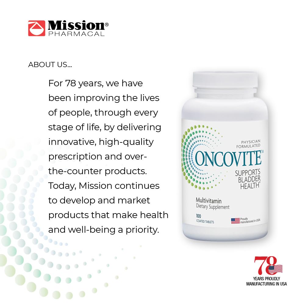 Oncovite bottle nutrition facts panel with transparent ingredients
