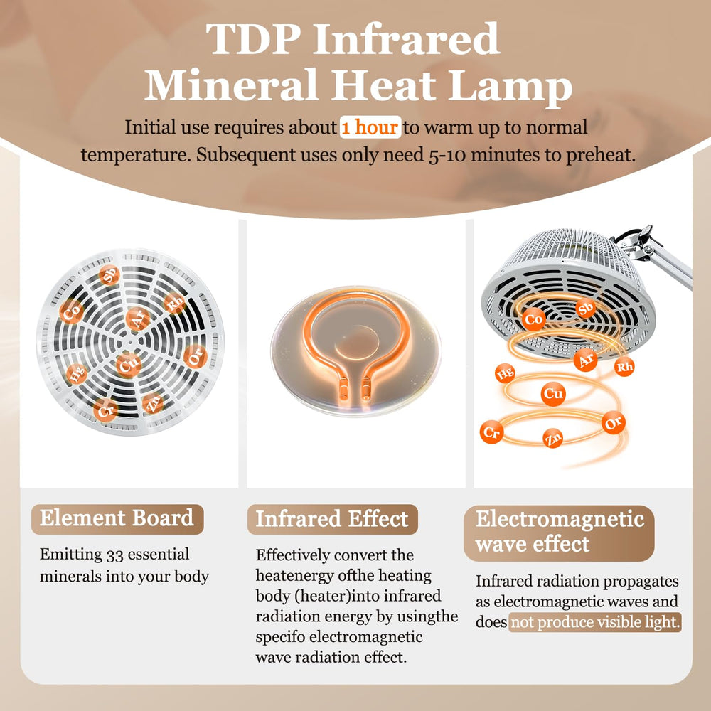 Mistuki infrared heat lamp head tilt allows angle adjustment for comfortable coverage.
