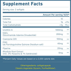 MITIVA Urolithin A daily-dose view emphasizes 60 servings for two months