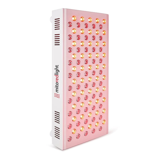 MitoMID 2.0 panel front view for at-home red light therapy supporting skin health.