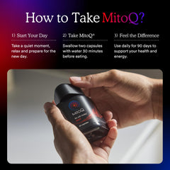 MitoQ Pure GMP certification seal signals safety and quality.