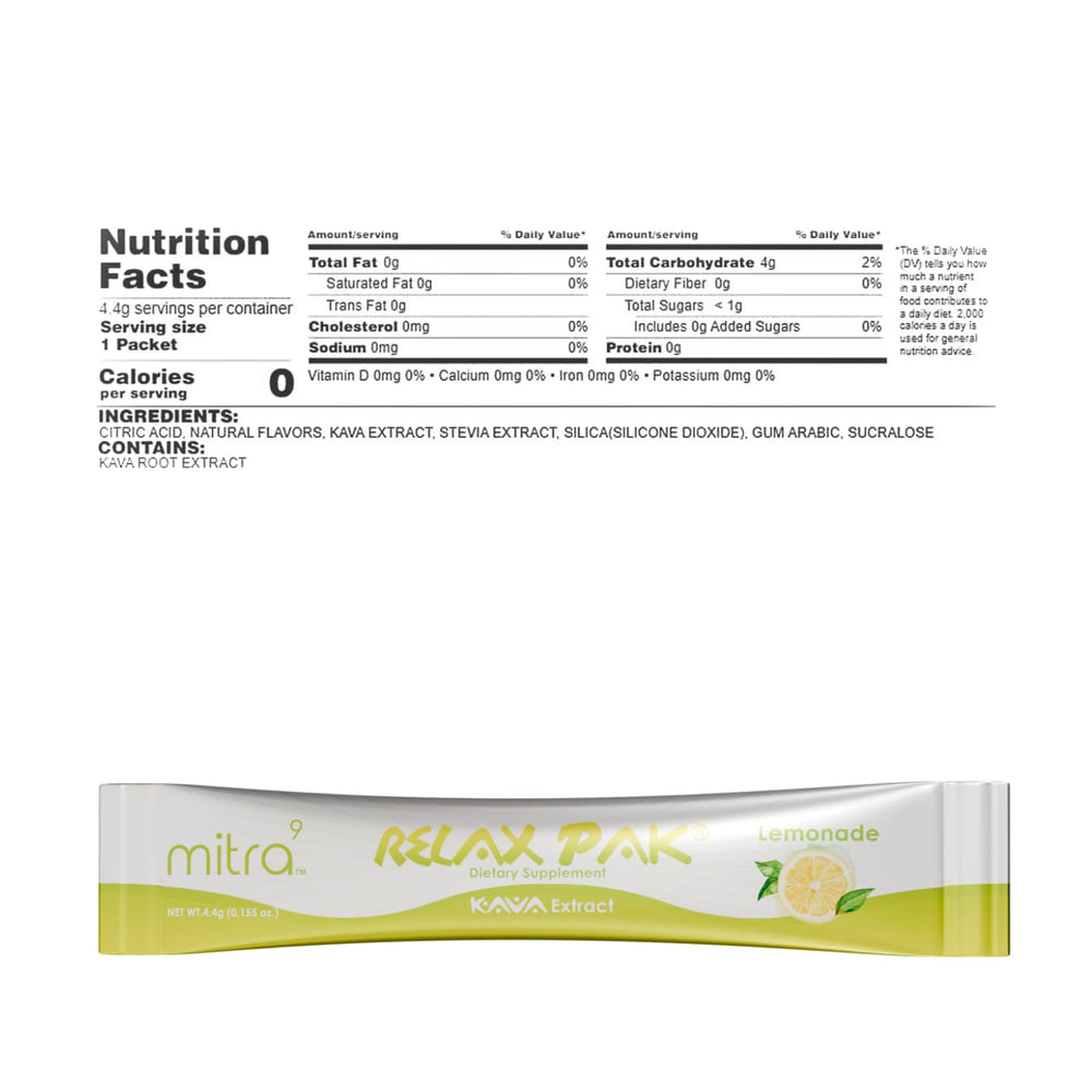 Mitra9 Kava Drink Mix on-the-go stick-pack in pocket for stress relief