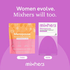 Mixhers Menopause packaging-box highlighting a 15-pack system
