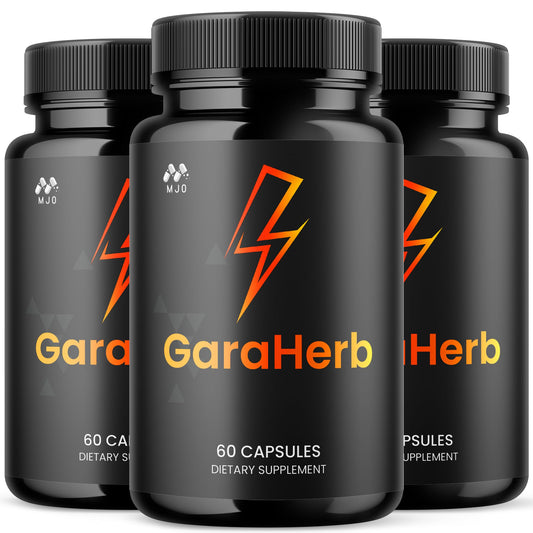 MJO GaraHerb bottle front shows label for daily wellness.