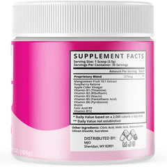 MJO Gelatin Burn Powder open box shows premium vitamins included.