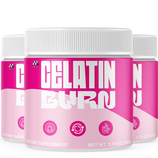 MJO Gelatin Burn Powder packaging front shows official branding for daily use.
